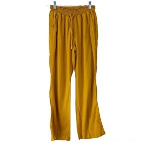 Ci Sono Mustard Yellow Wide Leg Linen Blend Pant, Size M, EUC